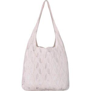 Women's Beige 3 Crochet Bag Cute Mesh Summer Knitted Shoulder Beach Tote Bags